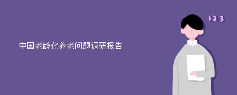 中国老龄化养老问题调研报告