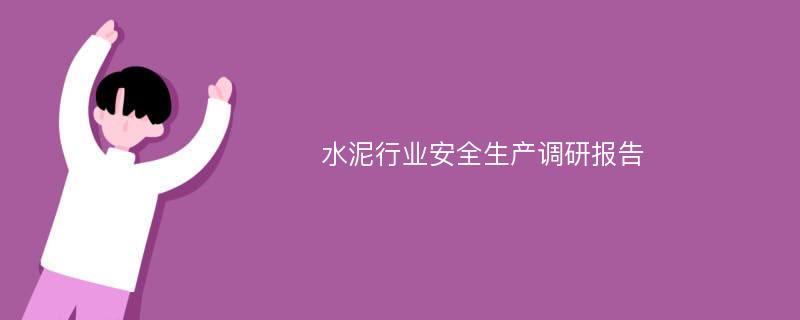 水泥行业安全生产调研报告